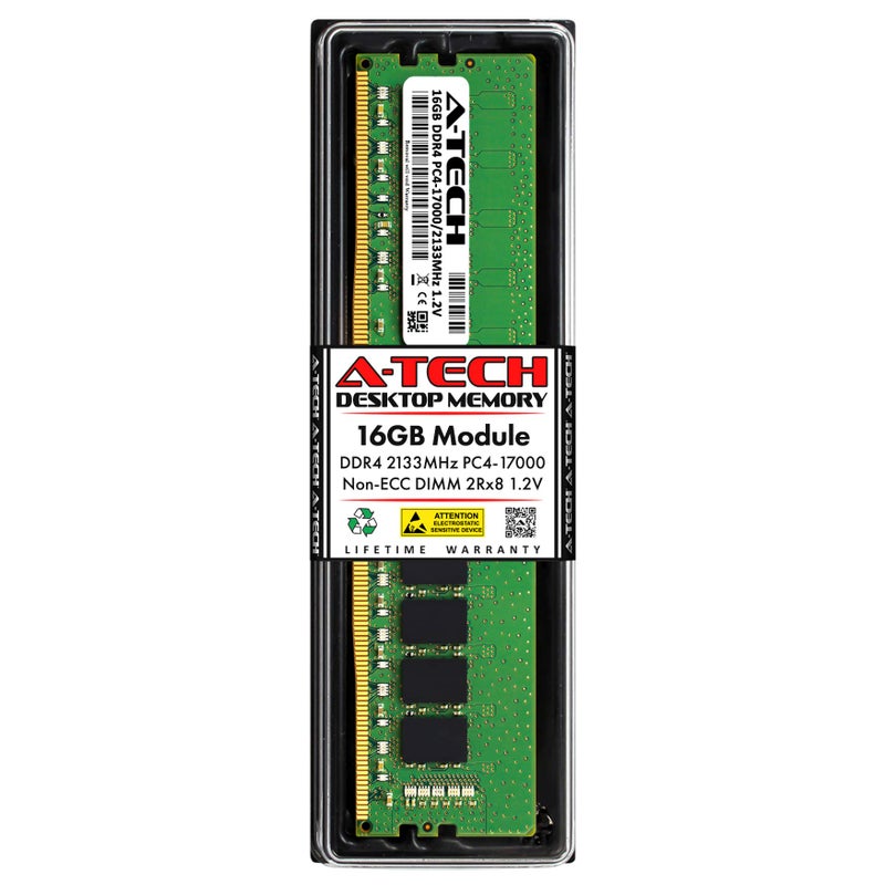A-Tech 16GB DDR4 2133 MHz UDIMM PC4-17000 (PC4-2133P) CL15 DIMM 2Rx8 Non-ECC Desktop RAM Memory Module - Image 1